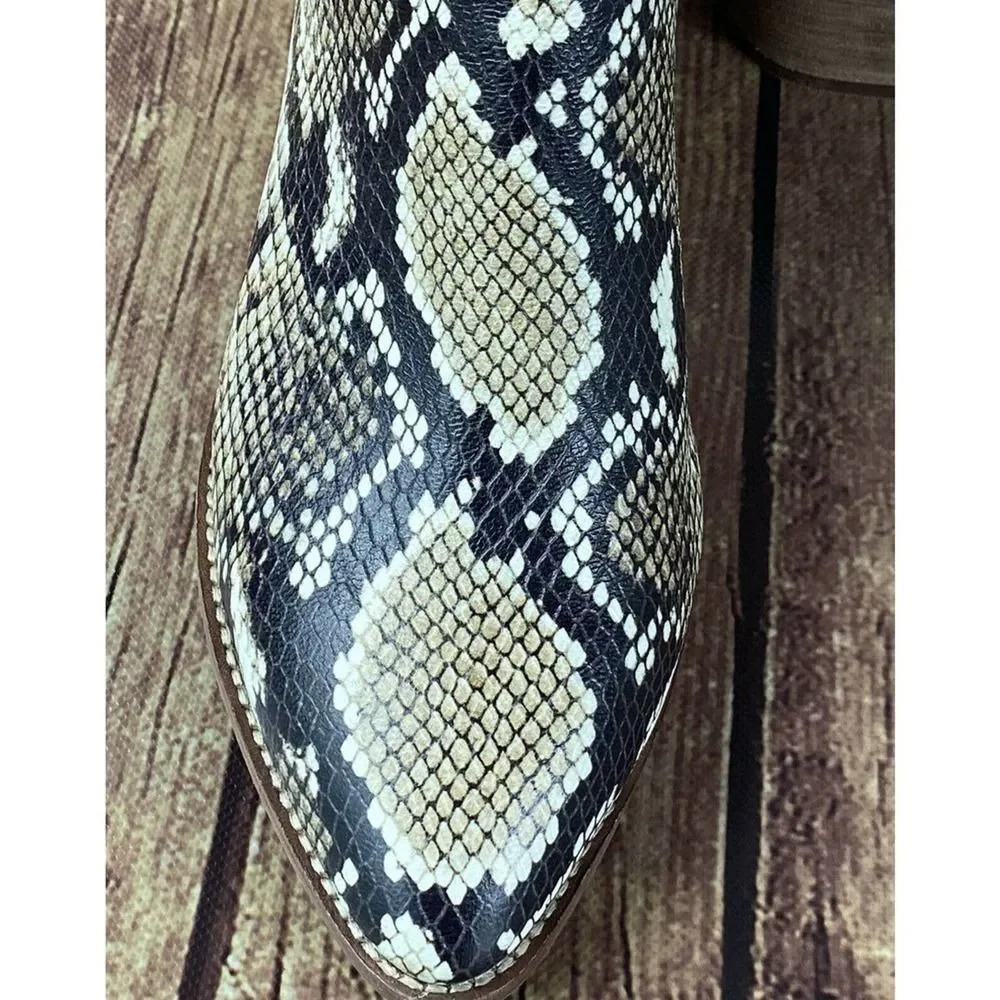 New Madewell Sonia Low Chelsea Bootie Snake Emboss Leather‎ Womens 8 Brown Black - Picture 15 of 16